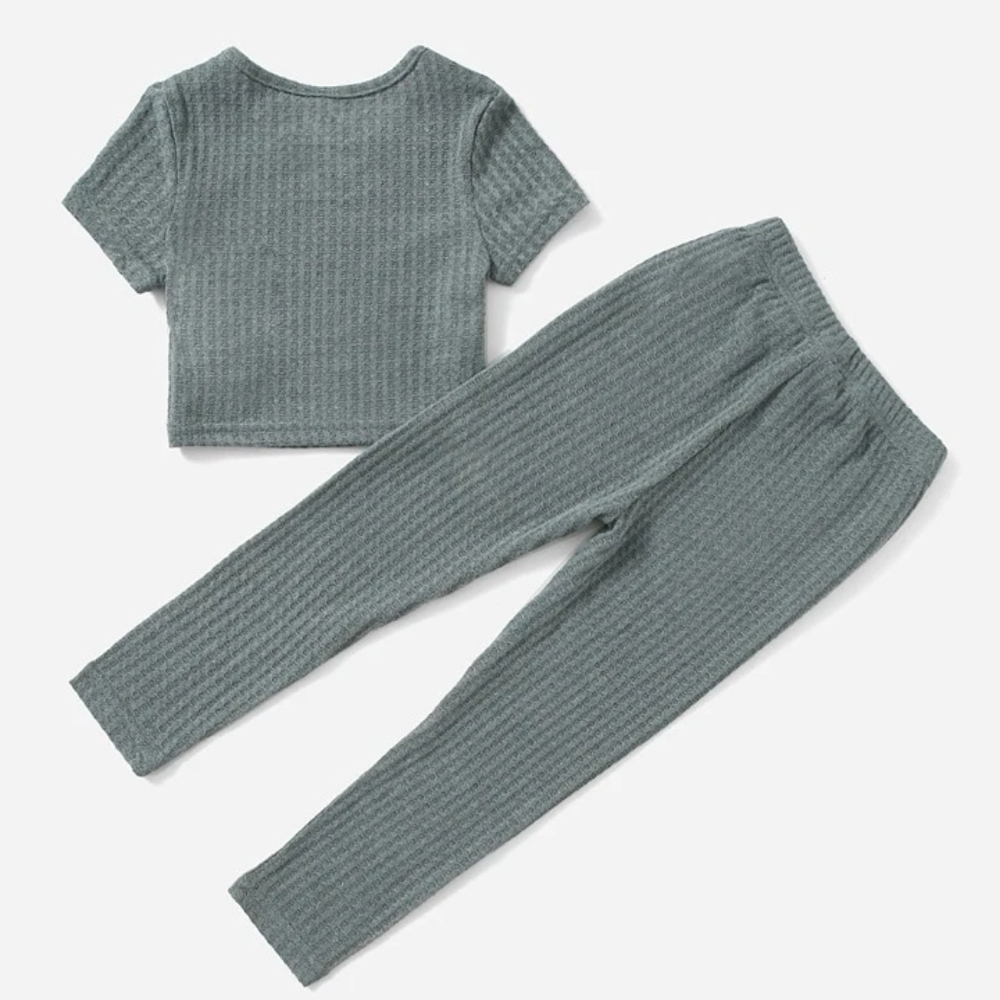 Toddler Girl Waffle Knit Tee & Tie Waist Pants Set size 3t